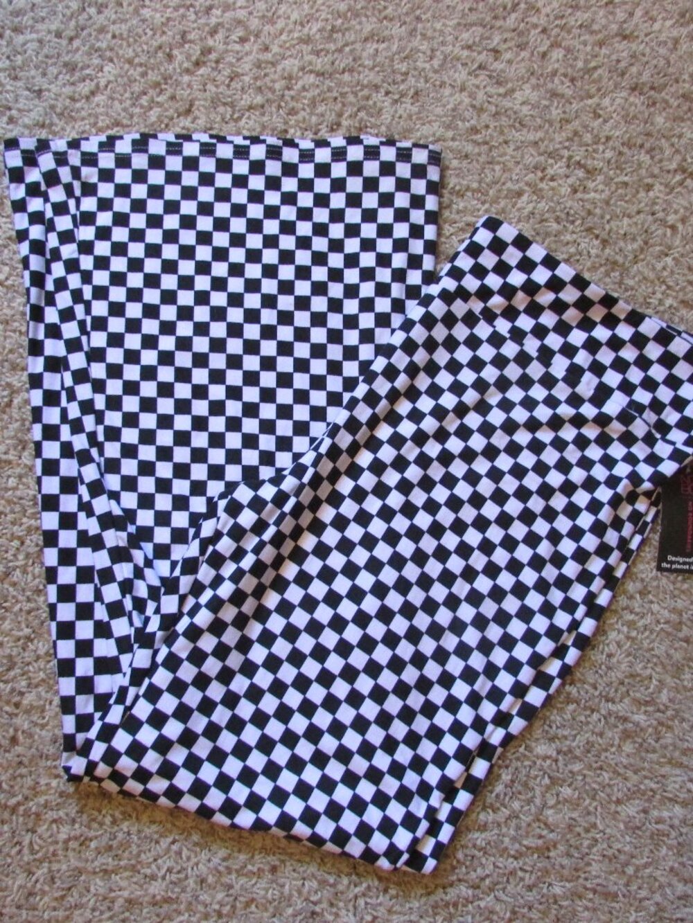 NWT No Boundaries XXXL 21 Black White Checkered Flare Leggings Pants Pull On